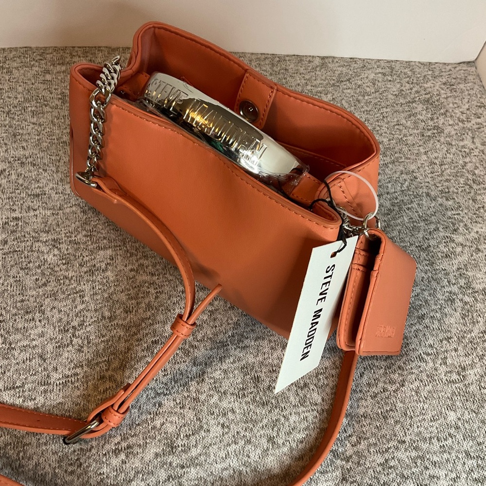 Steve Madden Apricot Crossbody Bag with Adjustable Strap Top Handle orange - Picture 2 of 10